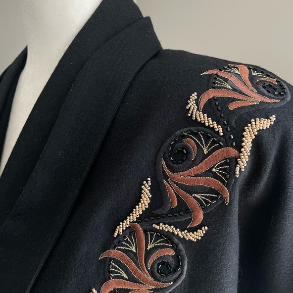 1980s JOSEPH HO  100% Wool Double Breasted Embroidered Bomber EUC - Picture 5 of 16